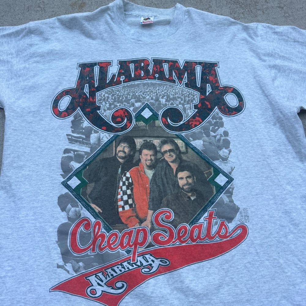 Vintage 1993 90s Alabama Cheap Seats Band T Shirt XXL Gray Fruit of the Loom USA - Picture 7 of 7